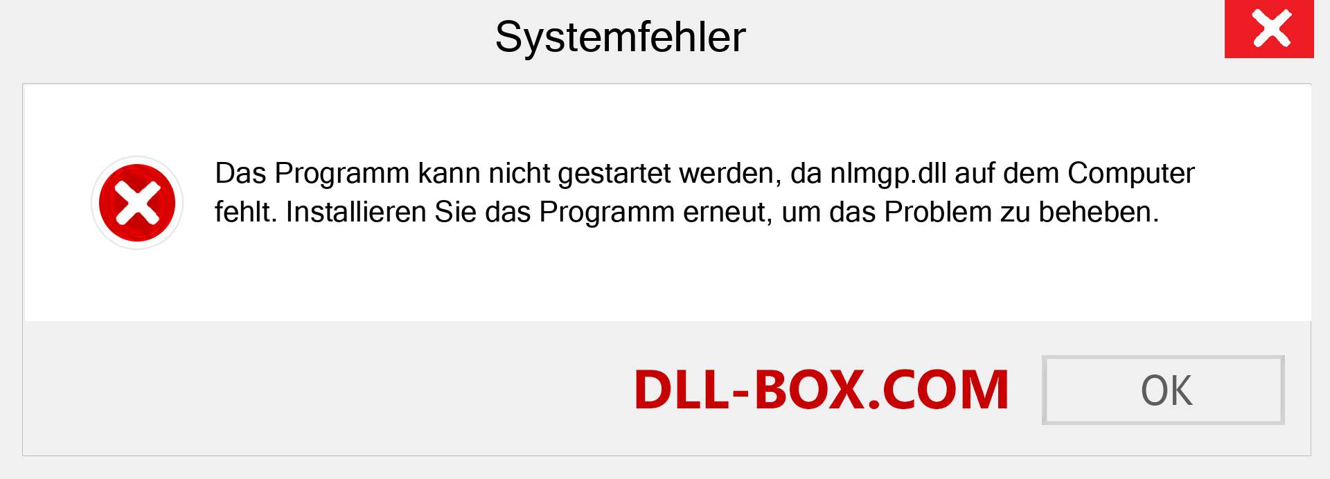 nlmgp.dll-Datei fehlt?. Download für Windows 7, 8, 10 - Fix nlmgp dll Missing Error unter Windows, Fotos, Bildern